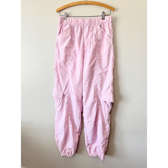 Wilo The Label Women Small Parachute Cargo Pants Blush Pink Joggers - Picture 1 of 5